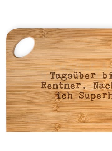 Mr. & Mrs. Panda Holzbrett Tagsüber bin ich Rentner.... mit Spruch in Braun