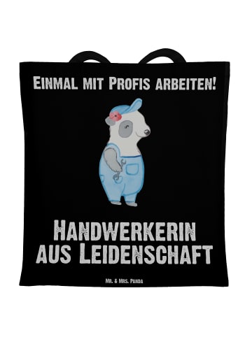 Mr. & Mrs. Panda Umhängetasche Handwerkerin Leidenschaft mit Spruch in Schwarz