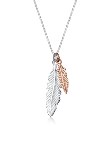 Elli Halskette 925 Rosegold Feder, Bi Color_Tri Color in Silber