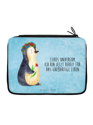 Mr. & Mrs. Panda Bleistiftetui Pinguin Blumen mit Spruch in Eisblau