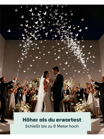 Partyjoker 10x Konfettikanonen Schmetterling Weiß – Bio Abbaubar
