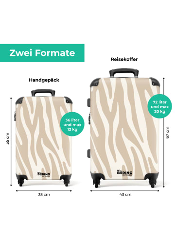 NoBoringSuitCases Suitcase, Handgepäck, Koffer, Trolley, Reisekoffer Zebramuster Beige/Weiß
