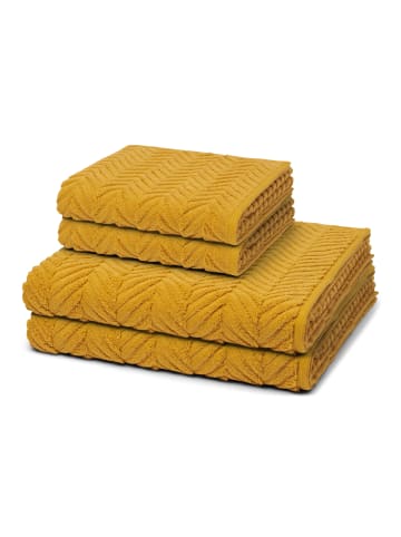 Ross 2 X Handtuch 2 X Duschtuch im Set Sensual Skin Zopf in Senf