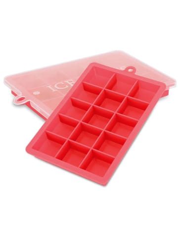 Intirilife 2x Eiswürfelformen mit Deckel in ROT