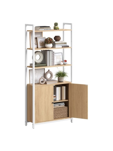 VASAGLE Bücherregal Barnet in Eichenfarbe-Weiß - (B)60 x (H)159.5 x (T)24 cm