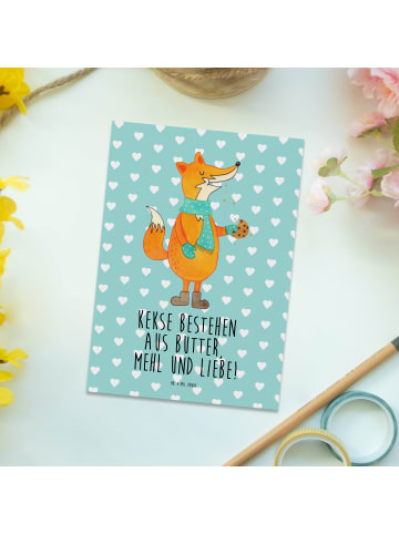 Mr. & Mrs. Panda Fotokarte Fuchs Keks mit Spruch in Türkis Pastell