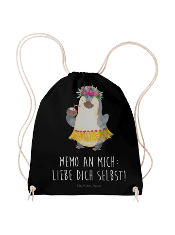 Mr. & Mrs. Panda Stofftasche Pinguin Kokosnuss mit Spruch in Schwarz