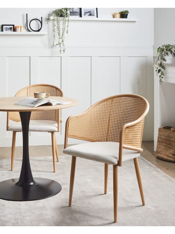 Beliani 2er-Set Esszimmerstuhl WEIMAR in Braun/Weiß