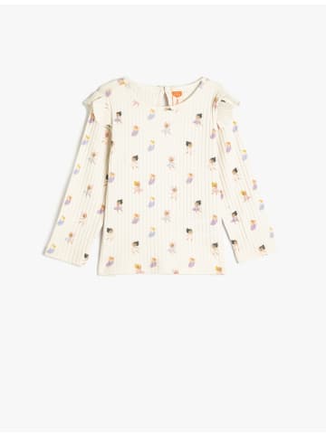 KOTON T-shirt in Ekru Gemustert