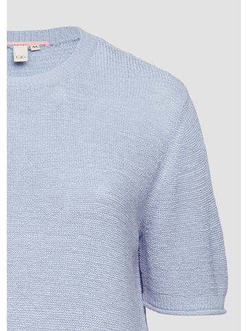 QS Strickpullover kurzarm in Blau