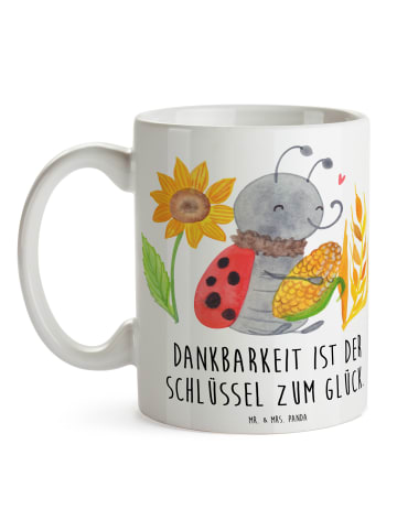 Mr. & Mrs. Panda Kaffeebecher Erntedankfest Dankbarkeit mit Spruch in Weiß