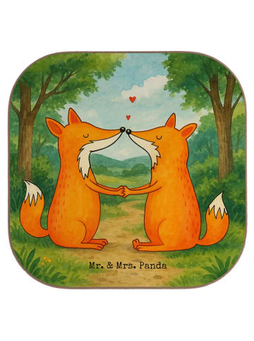 Mr. & Mrs. Panda Tischuntersetzer Füchse Liebe Design ohne Spruch in Weiß