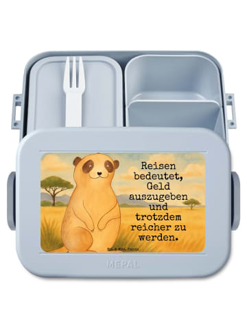 Mr. & Mrs. Panda Bento Box Erdmännchen Design mit Spruch in Blau Pastell