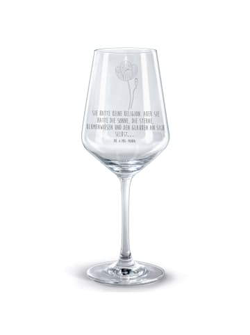 Mr. & Mrs. Panda Weinkelch Blume Mohnblume mit Spruch in Transparent