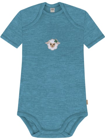 Normani Outdoor Sports Baby Merino Body Kurzarm Tauranga in Blau