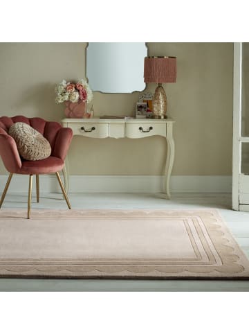 KADIMA DESIGN Wollteppich Grafisch, Rahmen, Wohnzimmer schmutzabweisend in Beige
