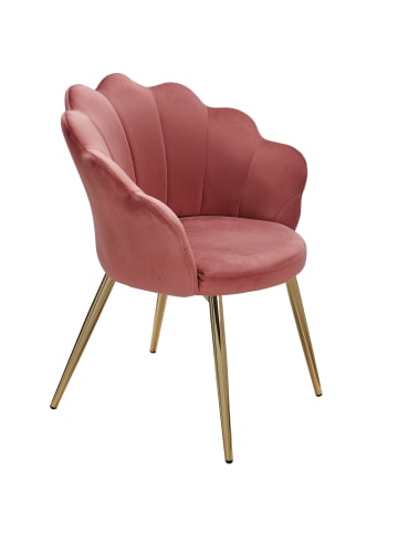 FineBuy Esszimmerstuhl in Rosa / Samt / 53x48x80