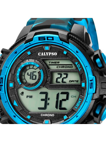 Calypso Digital-Armbanduhr Calypso Digital schwarz, hellblau extra groß (ca. 48mm)