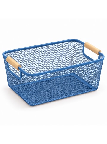 relaxdays Drahtkorb in Dunkelblau - (B)37 x (H)16,5 x (T)22,5 cm