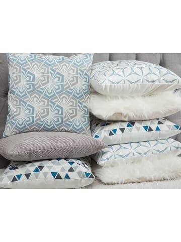 Beliani 2er-Set Dekokissen CLEOME in Bunt/Weiß/Blau