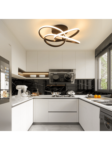 ZMH Deckenleuchte LED in schwarz dimmbar Modern Vierblättrige Blume 46W L45cm