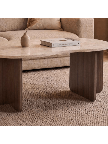 CALICOSY Couchtisch MOSS in Travertin - (W)110  x (H)40  x (L)60 cm
