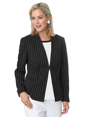 GOLDNER Moderner Cardigan im Nadelstreifen-Dessin in schwarz