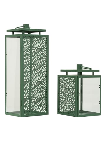 Mauro Ferretti Set aus 2 geschnitzten Metalllaternen, 15 x 14,5 x 41,5 cm – 15 x 14,5 x 24 cm