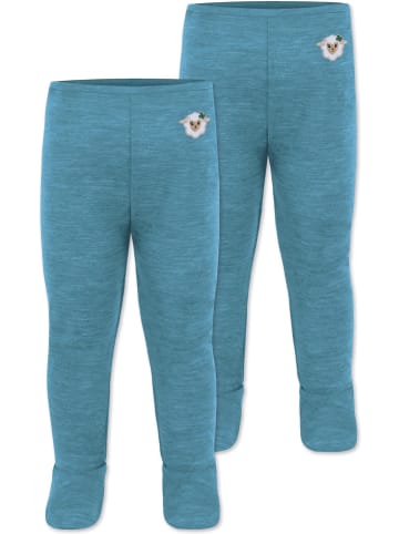 Normani Outdoor Sports 2er Pack Baby Merino Hose mit Füßen in Blau