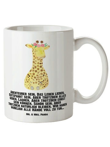 Mr. & Mrs. Panda Riesenkaffeetasse Giraffe Blumenkranz mit Spruch in Weiß