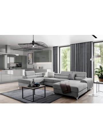 MF Design Lazy Recamiere Links in Mausgrau -  (L) 202 x (B) 354 x (H) 92 cm