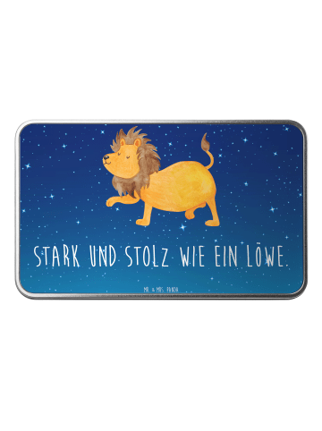 Mr. & Mrs. Panda Keksdose Sternzeichen Löwe mit Spruch in Sternenhimmel Blau