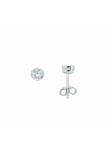Adeliás Damen 925 Silber Ohrringe / Ohrstecker mit Zirkonia Ø 5 mm in silber