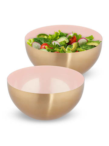 relaxdays 2 x Salatschüssel in Rosa/ Gold - (H)12,5 x Ø 25 cm