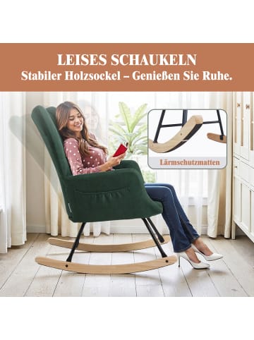 Home Nature Wohnkonzept Schaukelstuhl aus Flanell und Holz in Grün 78x64x95 cm