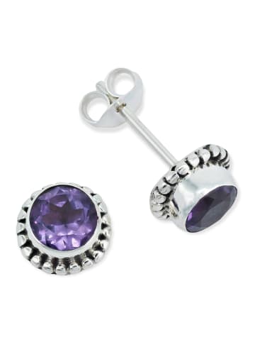 mantraroma 925er Silber - Ohrstecker (L) 7 x (B) 7 mm mit Amethyst facettiert