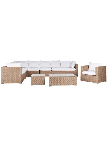 Beliani 7-tlg Lounge Set XXL in Beige/Weiß