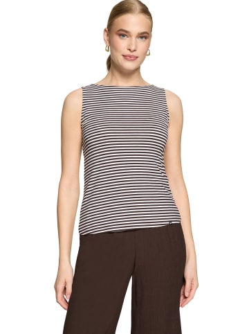 Zero  Basic Shirt mit U-Boot-Ausschnitt in Brown/White
