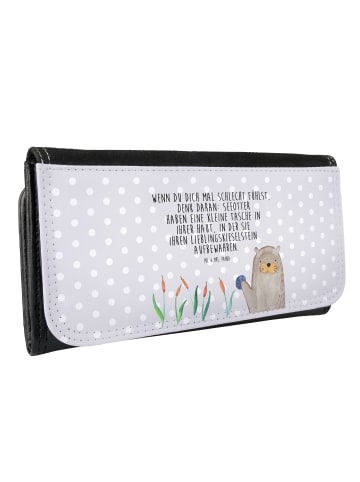 Mr. & Mrs. Panda Portemonnaie für Damen Otter Stein mit Spruch in Grau Pastell