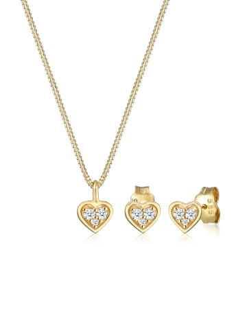 Elli DIAMONDS  Schmuckset 585 Gelbgold Herz in Gold