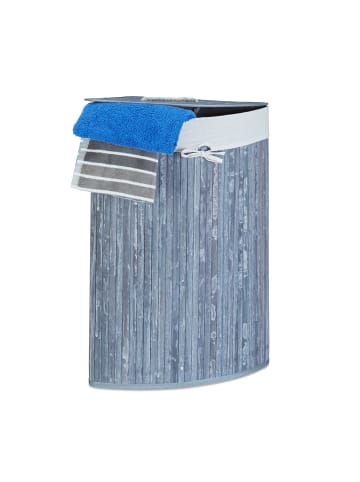 relaxdays 3 x Eckwäschekorb in Grau - (B)49,5 x (H)65 x (T)37 cm