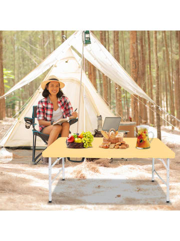 ABRIHOME Gartentisch in Hellgelb 25 cm höhenverstellbar 135 kg Tragkraft für Camping