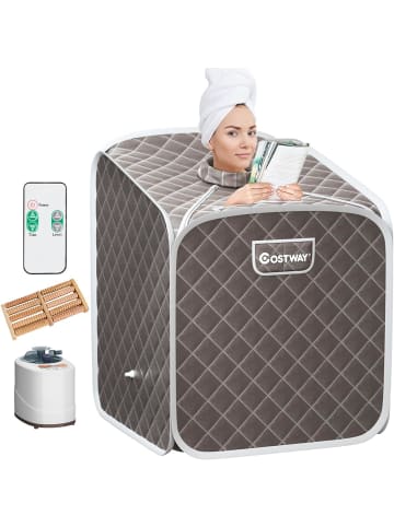 COSTWAY 2L Mini Dampfsauna in Grau