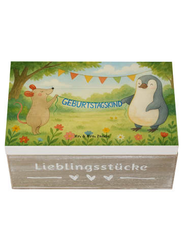 Mr. & Mrs. Panda Holzkiste Maus Pinguin Geburtstag Design ohne S... in Weiß