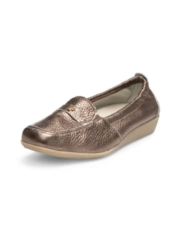 VITAFORM Hirschleder Mokassins in taupe/metallic