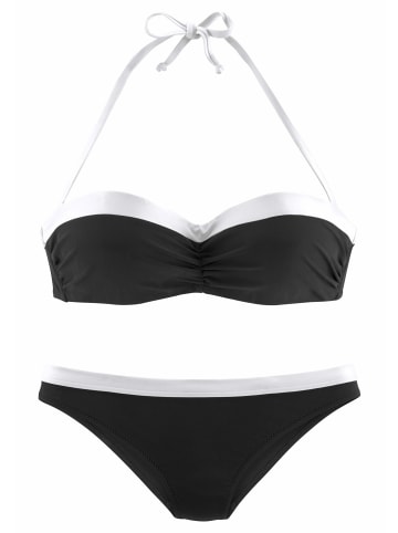 LASCANA Bügel-Bandeau-Bikini in schwarz-weiß