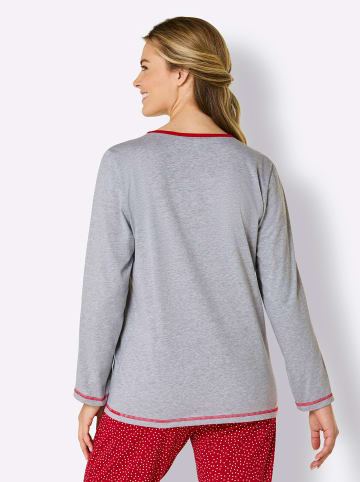 Comtessa Schlafanzug-Shirt in grau-meliert-rot
