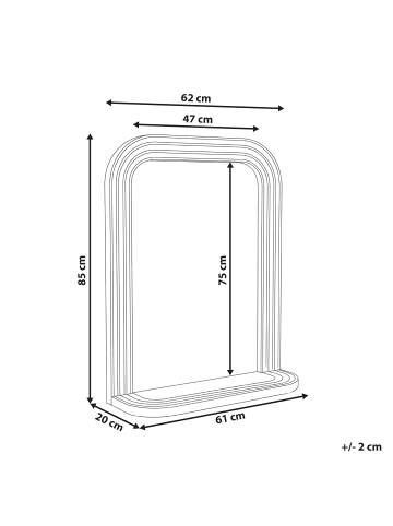 Beliani Wandspiegel RISCLE in Braun - (W) 62 x (H) 85 x (L) 20 cm Vertikal