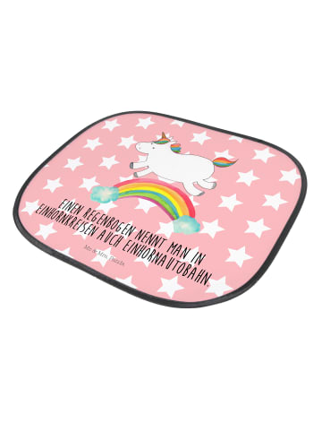 Mr. & Mrs. Panda Sonnenblende Auto Einhorn Regenbogen mit Spruch in Rot Pastell
