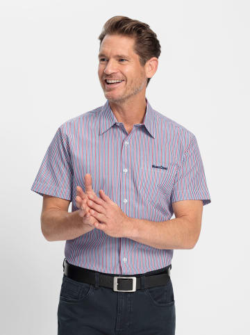 WITT WEIDEN Kurzarm-Hemd in jeansblau-erdbeere-gestreift